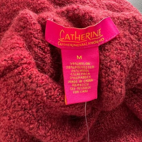 NWT CATHERINE MALANDRINO Brick Red Teddy Bear Turtle Neck Sweater‎ (M) - Picture 5 of 6
